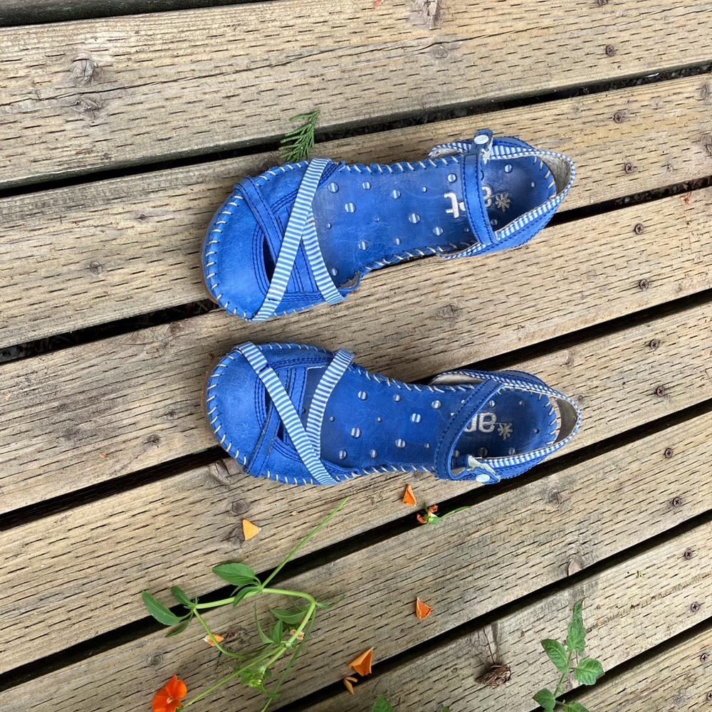 Blue and White ART Platform Sandals